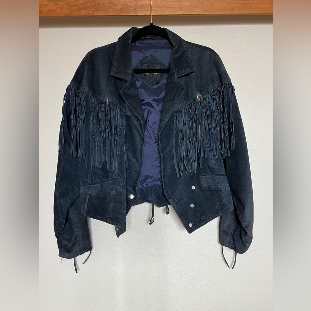 Vintage Leather Jacket Navy